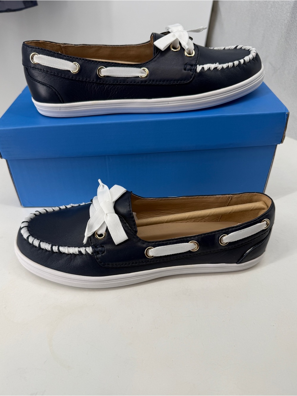 Jack Rogers Bonnie weekend loafer style 111221FL05 color midnight navy white bow - Picture 6 of 15